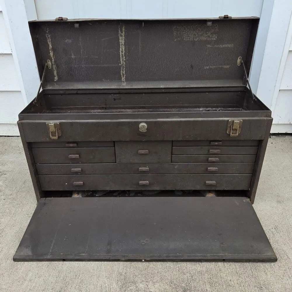 Kennedy No. 526 8 Drawer Machinist Tool Box Chest Brown Wrinkle USA With One Key